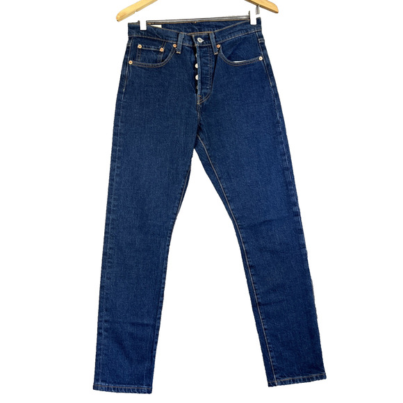 Levis Jeans Men 27x28 Blue 501S Skinny Denim Button Fly Stretch 27" Inseam Big E - Picture 1 of 14